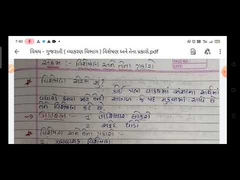 ધોરણ - 9 અને 10 વિષય - ગુજરાતી ( વ્યાકરણ વિભાગ  ) વિશેષણ અને તેના પ્રકારો