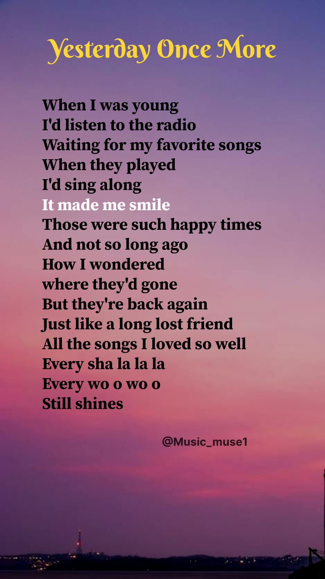 Carpenters - Yesterday Once More 1/2 (Lyrics) - YouTube