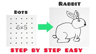 Easy Rabbit Drawing Using Dots | Easy Bunny Drawing Tutorial