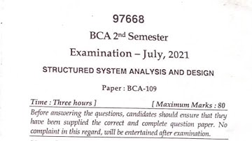Mdu BCA 2nd Sem SSAD Question Paper 2021