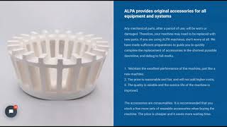 Alpa Powder Equipment - Service - Original Accessories