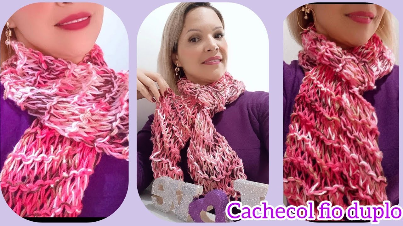 Cachecol de trico fio duplo ,Ponto VAZADO , cachecol que desmancha e dobra o tamanho #trico