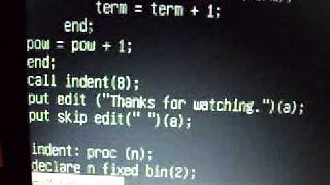 PL/1 Program showing Pascal