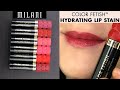 Milani color fetish lip stains  lip swatches  review