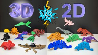 2D vs 3D Dinosaurs | 3D Printed Articulated Animal Toys