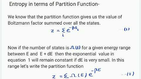 Entropy in terms of Partition Function (LS-12)