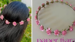 How to make Flower crown at Home \/ simple paper flower tiara\/ flower hairband