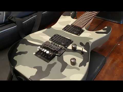 ESP LTD M-200UC URBAN CAMO REVERSE HEADSTOCK FLOYD ROSE M-200 GUITAR UP CLOSE REVIEW VIDEO