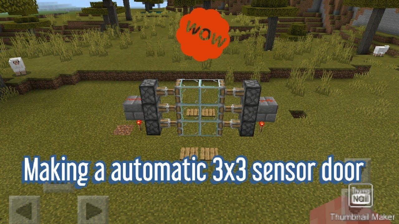 How to make a automatic 3x3 sensor door in MCPE ? Minecraft OS•ᴊʏᴏᴛ