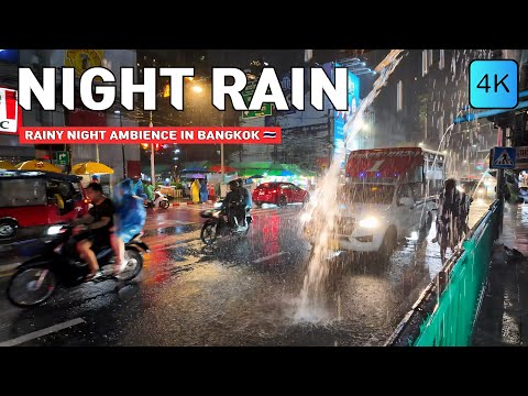 Bangkok, Thailand | On Nut BTS Station | Rainy Night Walk 4K