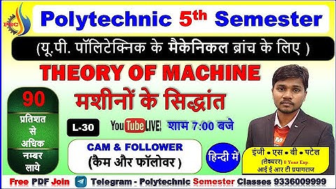 Class-30 कैम और फॉलोवर  || CAM & FOLLOWER || मशीनों के सिद्धान्त BY S.B. PATEL SIR