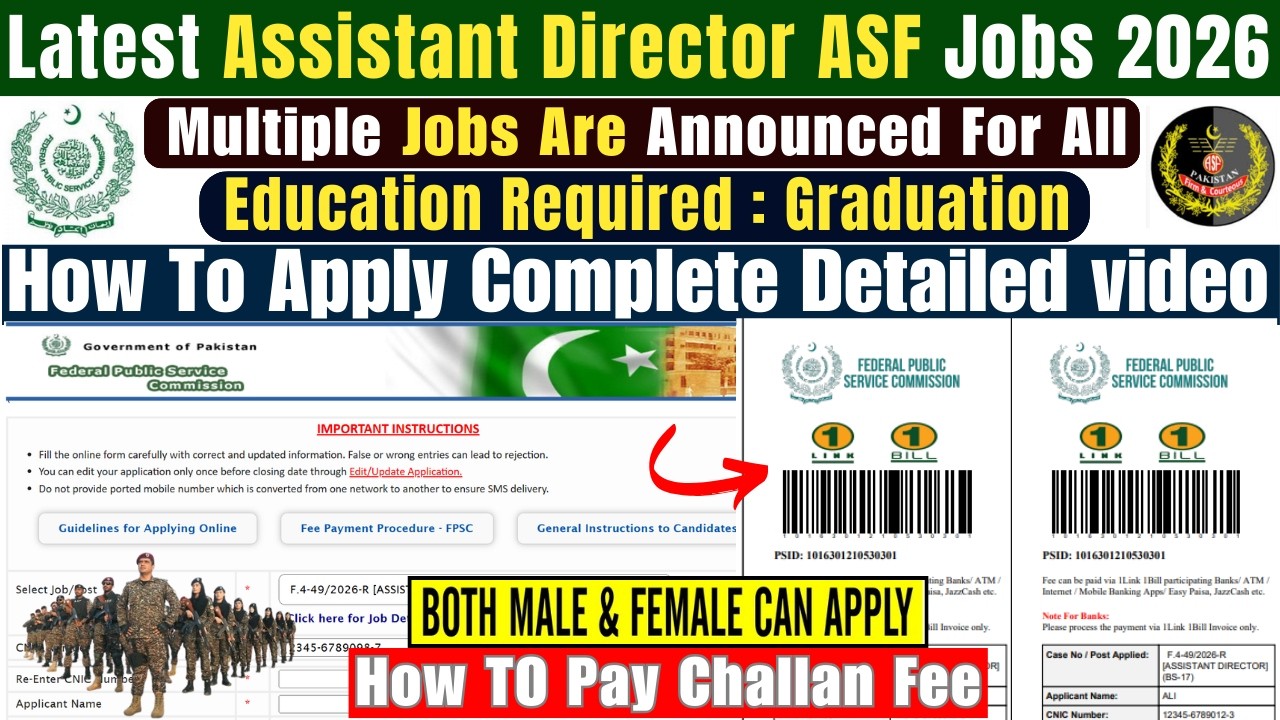 ASF Assistant Director Jobs 2026 | ASF Jobs 2026 Online Apply via FPSC | Check Eligibility & Salary