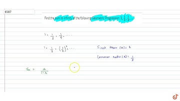 Find the sum to infinity of the following Geometric Progression: `1,1/3,1/9,...`...