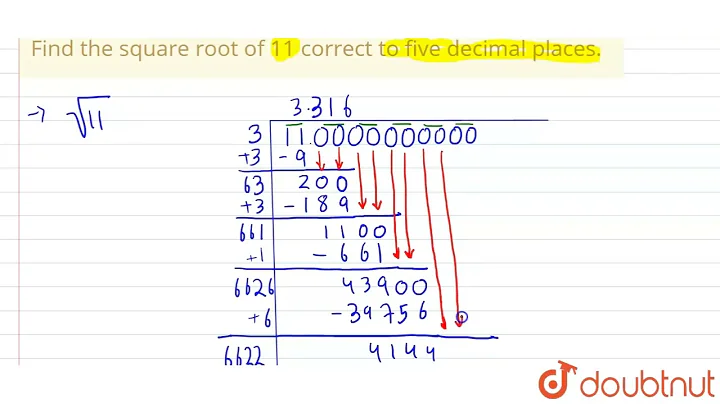 Find the square root of 11 correct to five\r\ndecimal places. | 8 | SQUARES AND SQUARE ROOTS | M...