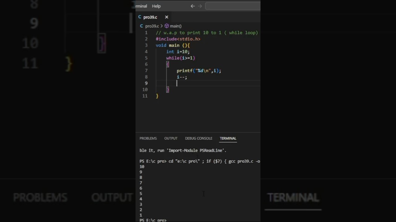 While Loop ka Use karke 10 se 1 tak Numbers kaise Print karein?  | C++ Programming in Hind