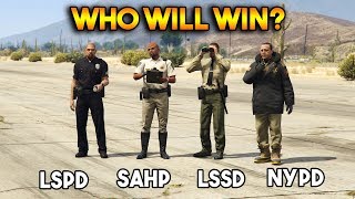 GTA 5 ONLINE : LSPD VS SAHP VS LSSD VS NYPD (WHO WILL WIN?)
