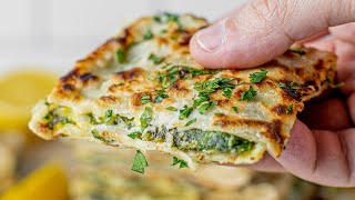 This is so cheesy! Cheese And Spinach Gozleme.