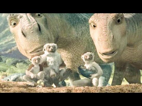 A group of monkeys found and raised a small dinosaur that eventually saved them from disaster