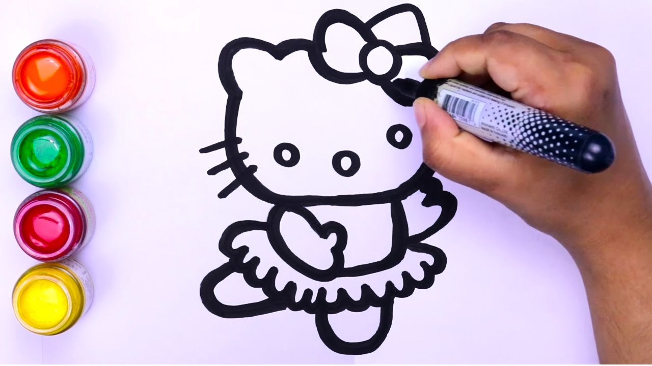  Mewarnai  dan Menggambar hello  kitty  Kartun untuk anak anak 