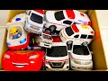 走行チェック！救急車などのミニカーが走る！サウンドの点検と、走行テストしてオリジナルおかたづけBOXへ入庫！箱の中へ綺麗におかたづけ！