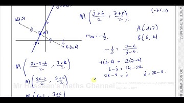 IGCSE, (Edexcel), 4MA1/2H, June 2023, Q25, Straight Line Graphs, Perpendicular Bisector