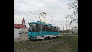 Минск, поездка в трамвае БКМ-60102, борт.№ 125, марш.6 (08.01.2024)