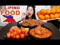 Filipino Street Food Kwek Kwek! Beef Caldereta, Adobo Rice, Crispy Fried Eggs - Mukbang w/ Asmr