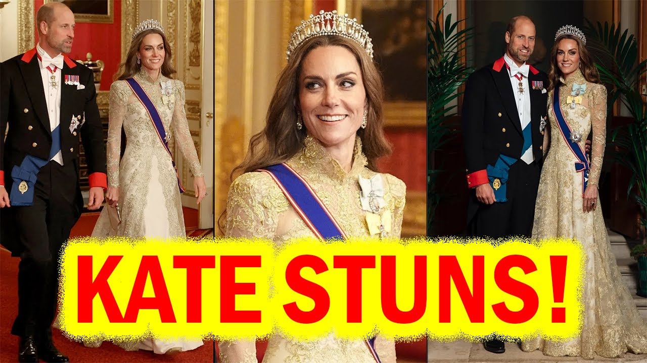 Принцесса Кейт ошеломляет в золотой тиаре, в то время как шокирующий жест королевы Камиллы разжиг...