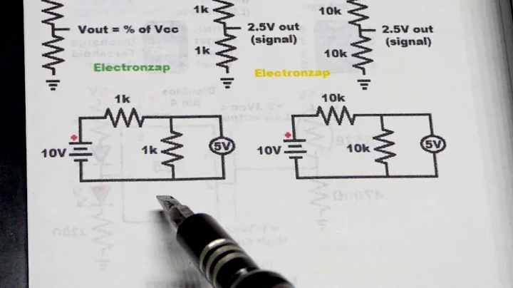 One half voltage divider schematic using 2 equal value resistors diagrams by Electronzap