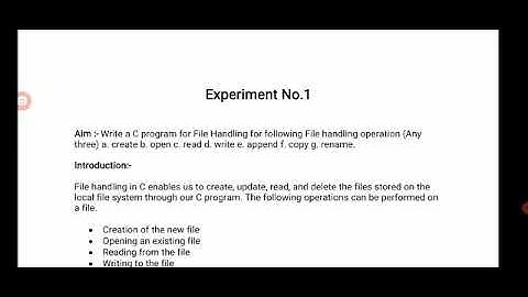 OS Lab- Operating System Lab- Experiment 1-C program for File Handling Operation