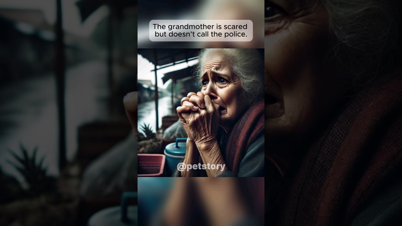 A little  kitten and grandma 