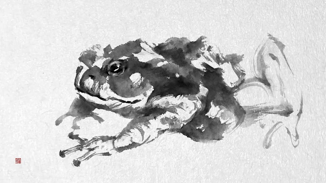 水彩画　［輪廻] Sumi-e: How to draw a Landscape painting 