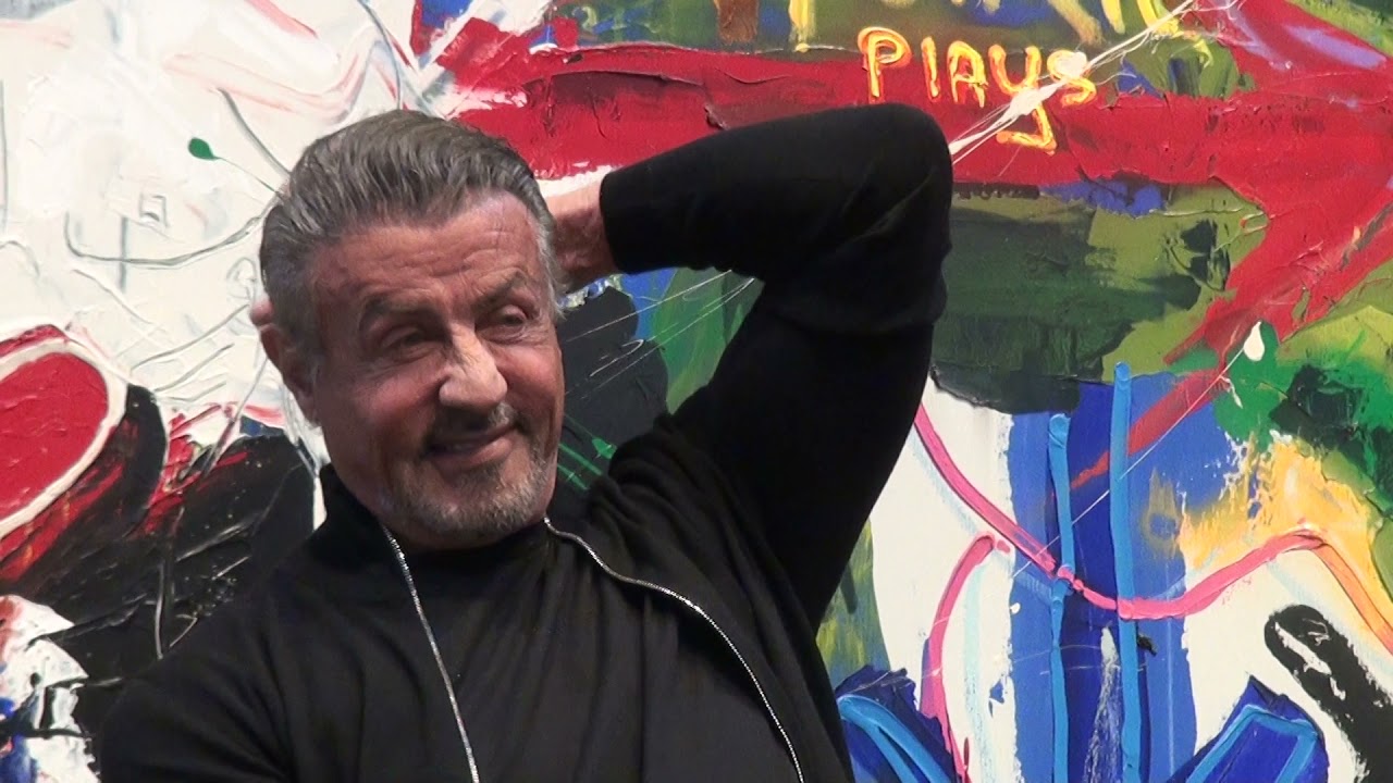 Sylvester Stallone Press Conference Osthaus Museum Hagen - painting pictures - making art - funny
