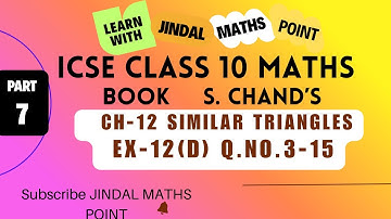 ICSE Class 10 | Ch-12 Similar Triangles | S.CHAND