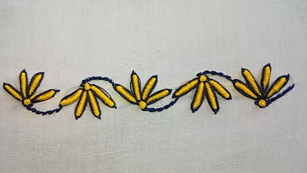 New Lazy Daisy Hand Embroidery Design | Bullion Stitch Border ...
