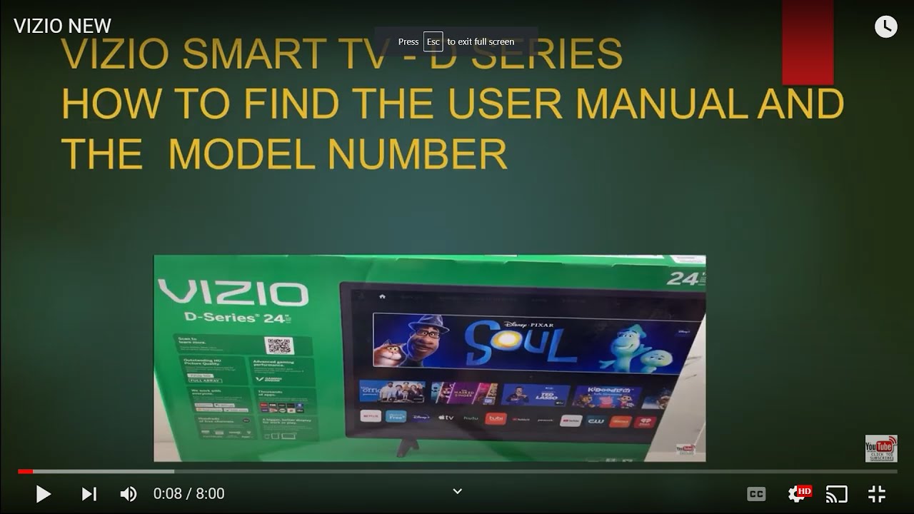 VIZIO SMART TV D SERIES- HOW TO FIND USER MANUAL and MODEL NUMBER