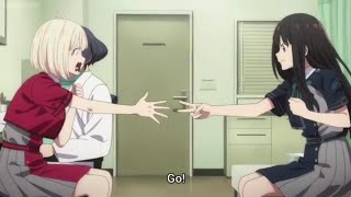 Takina won rock paper scissors against chisato , Lycoris Recoil episode 6