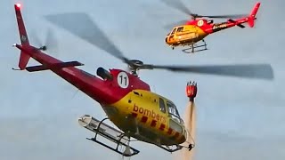 AS350B3 / Airbus H125 firefighting helicopters in action with Bambi Bucket