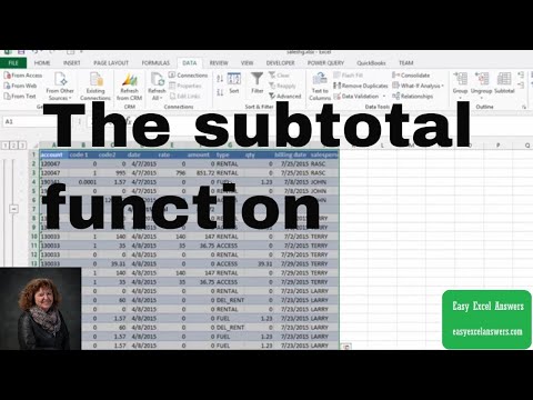 How to use the subtotal function in Excel