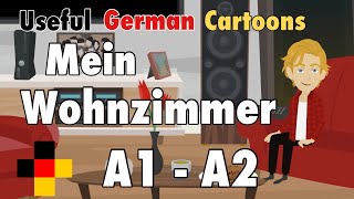 Learn Useful German:  mein Wohnzimmer - my living room / Basic German Vocabulary for Beginners