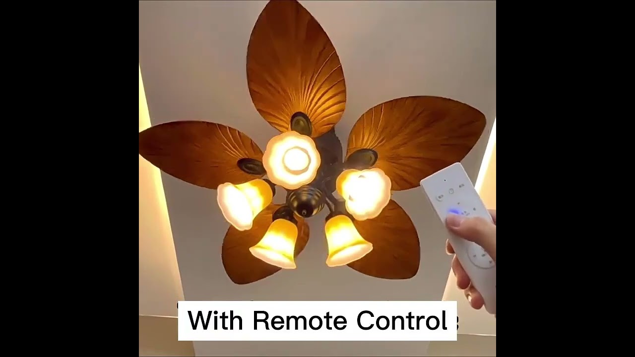 52 Inch Ceiling Fan With Light Remote Control 5 Blades Nordic Industrial Chandelier Fan 