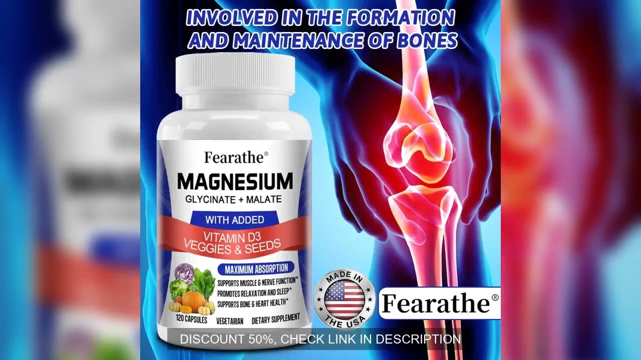 Magnesium Capsules - Magnesium Malate + Glycinate Supplement, Helps Boost Immunity, Promote Heart He