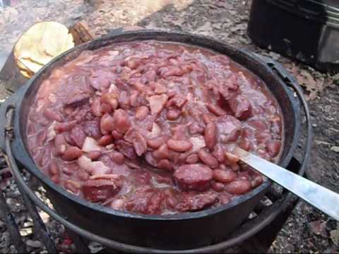 Cooking Red Beans Sausage Over A Campfire-11-08-2015