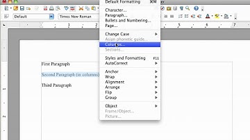 Creating Columns in OpenOffice
