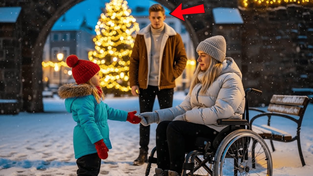 Eine einsame Frau im Rollstuhl, ein kleines Mädchen mit einer roten Mütze und eine Frage, die alles verändert. Diese Weihnachtsgeschichte wird dein Herz berühren. 🎄✨