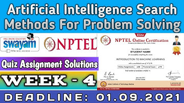 Nptel Artificial Intelligence Search Methods For Problem Solving Assignment 4 Answers Week 4 Answers