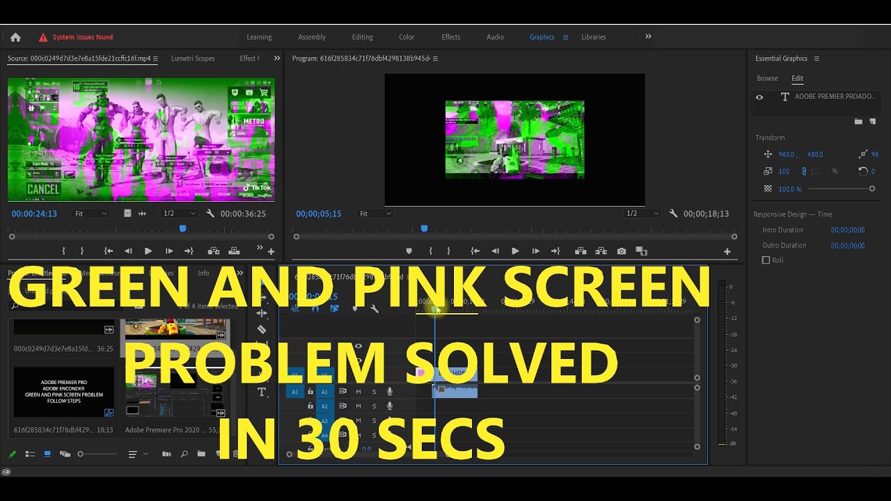 Green and Pink Video problem in Premiere Pro and media encoder 2020 ...