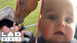Cute Babies Experiencing Things For The First Time 👶 | Youngest Lads | LADbible Extra