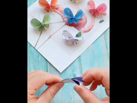یک کاردستی بسیار زیبا با کاغذ پروانه زیبا درست کنین کاردستی ایده پروانه خلاقیت