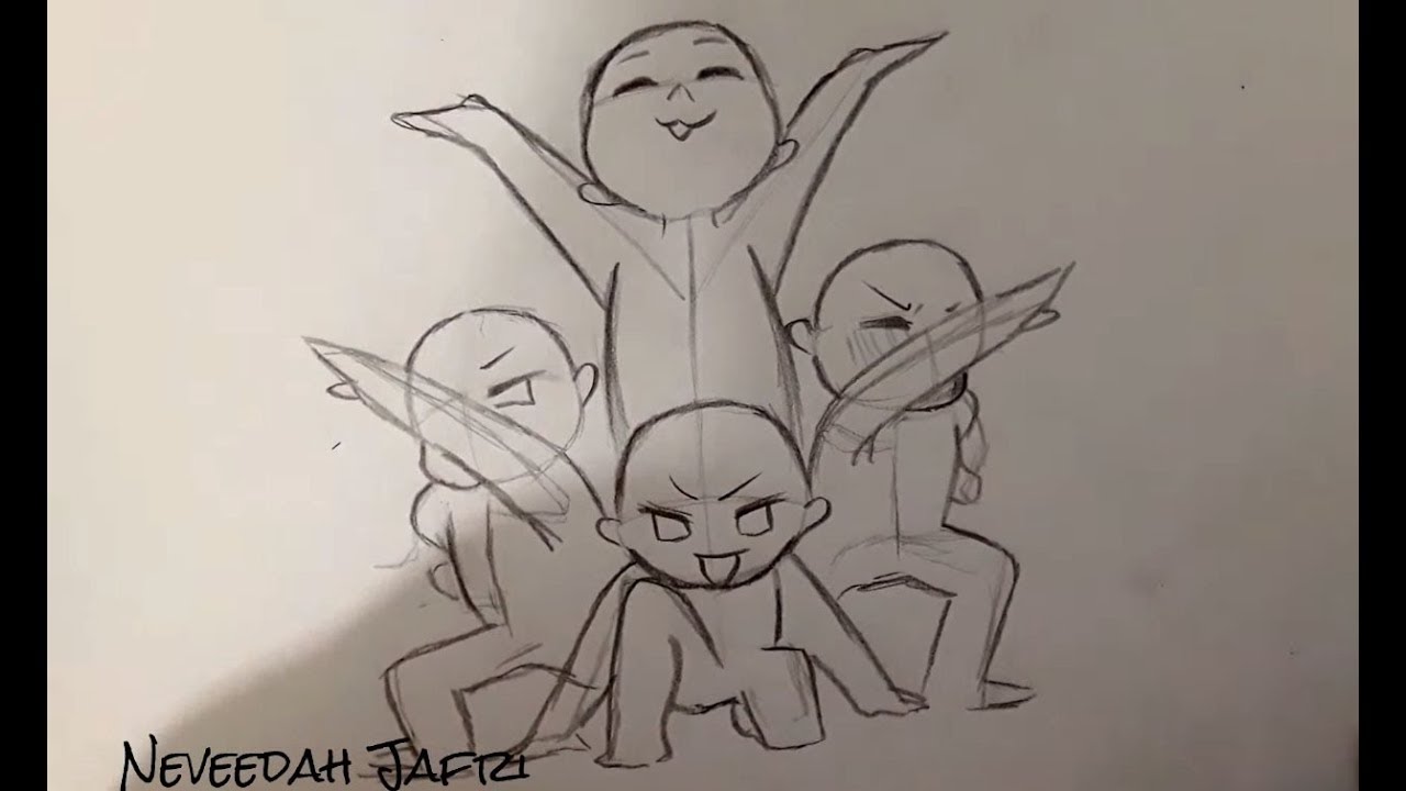 group of friends anime drawing